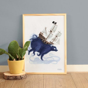 Bear mag de zee zijn // A4 & A3 Prent // Piratenschip