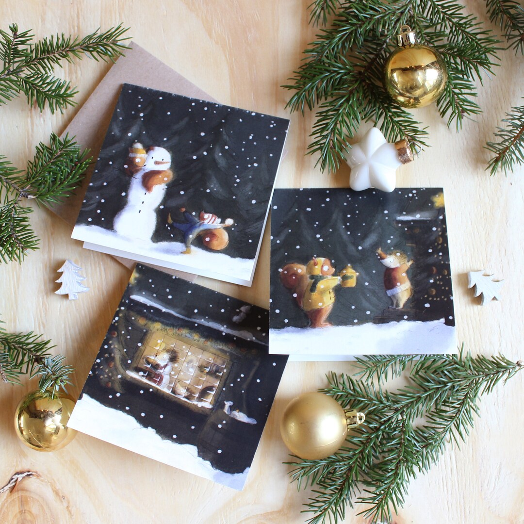 Kerstkaarten Set Klijne Krabbels Vormen Gezamelijk 1 Etsy