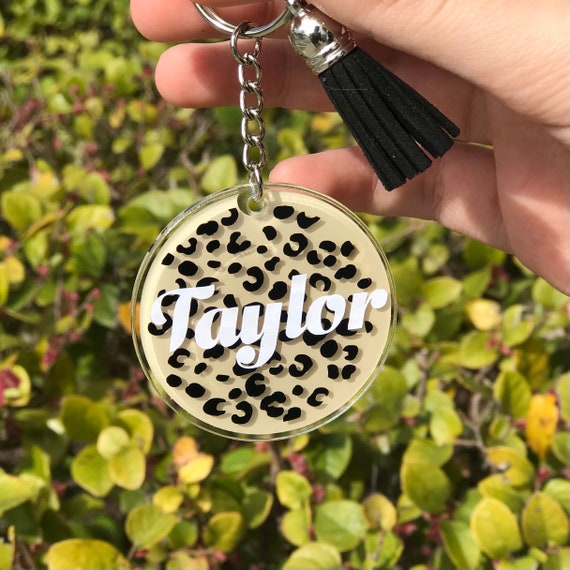 Animal Print Monogrammed Keychain Name 
