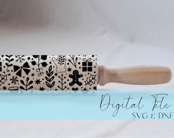 Engraved Rolling Pin Patterns - Dxf & SVG - Design 2020-7