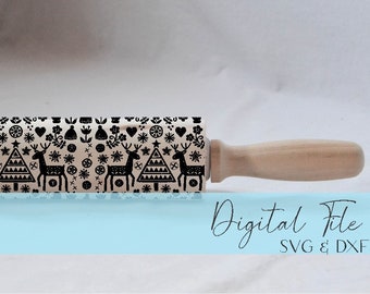 Engraved Rolling Pin Patterns - Dxf & SVG - Design 2020-6