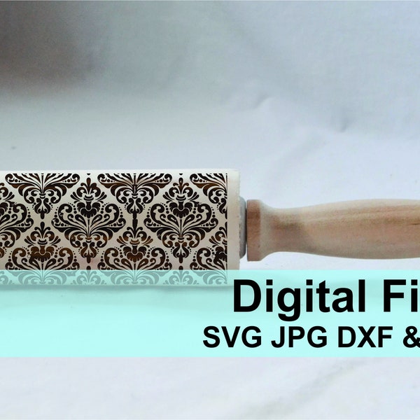 Engraved Rolling Pin Patterns - Dxf, Svg, PDF and Jpeg Design 8