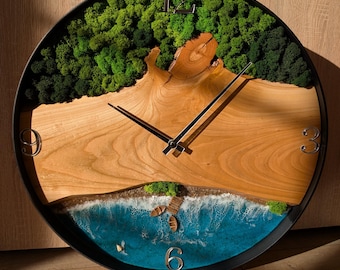 Oversized Ocean Resin Wall Clock: Handmade Coastal Home Decor