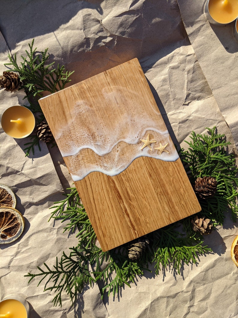 Resin Ocean Cheese Board Handmade Wood and Resin Etsy