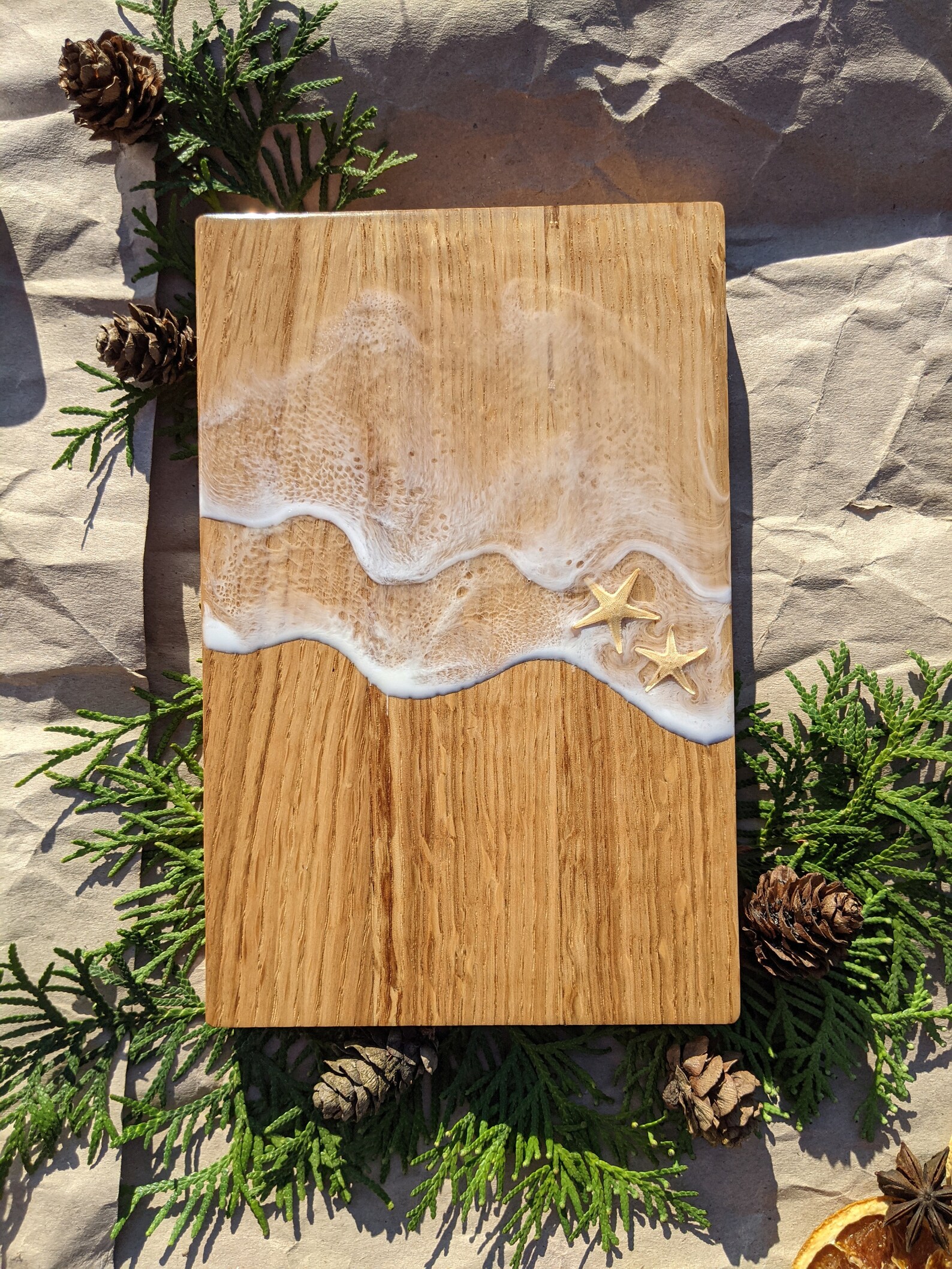 Resin Ocean Cheese Board Handmade Wood and Resin Etsy