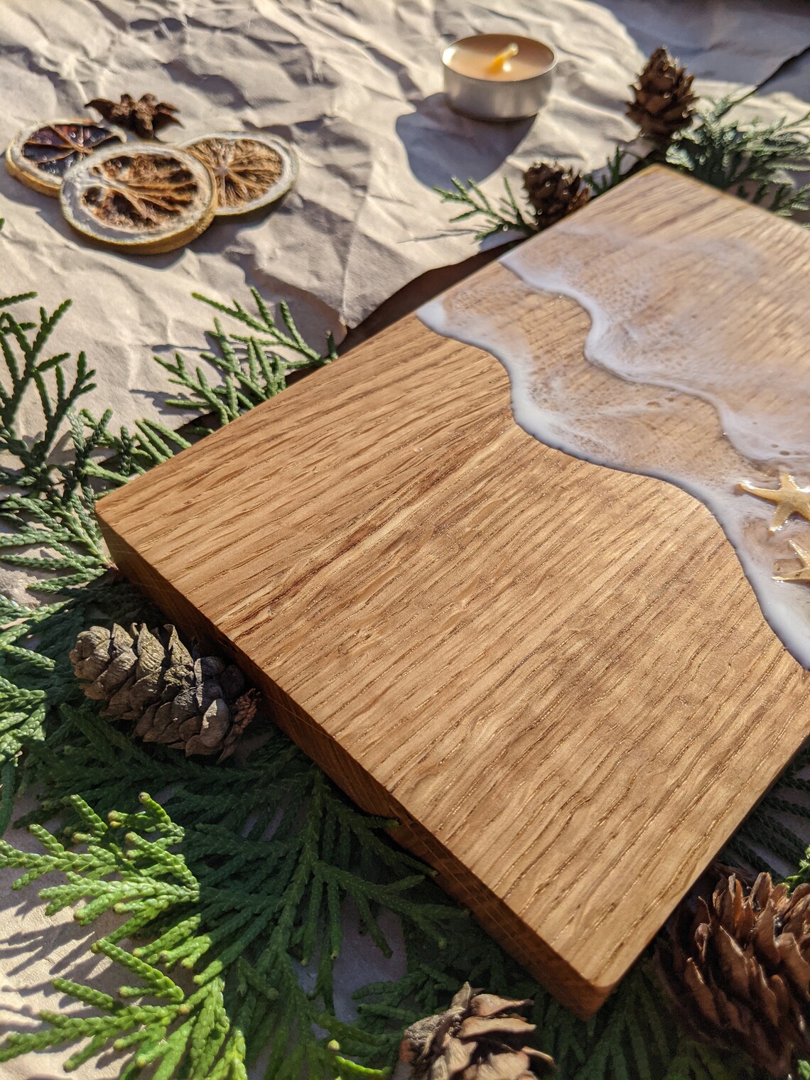 Resin Ocean Cheese Board Handmade Wood and Resin Etsy