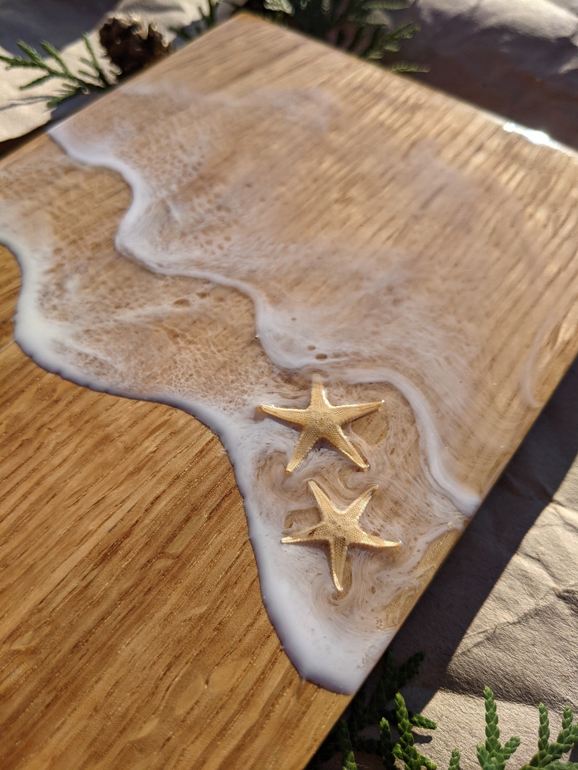 Resin Ocean Cheese Board Handmade Wood and Resin Etsy