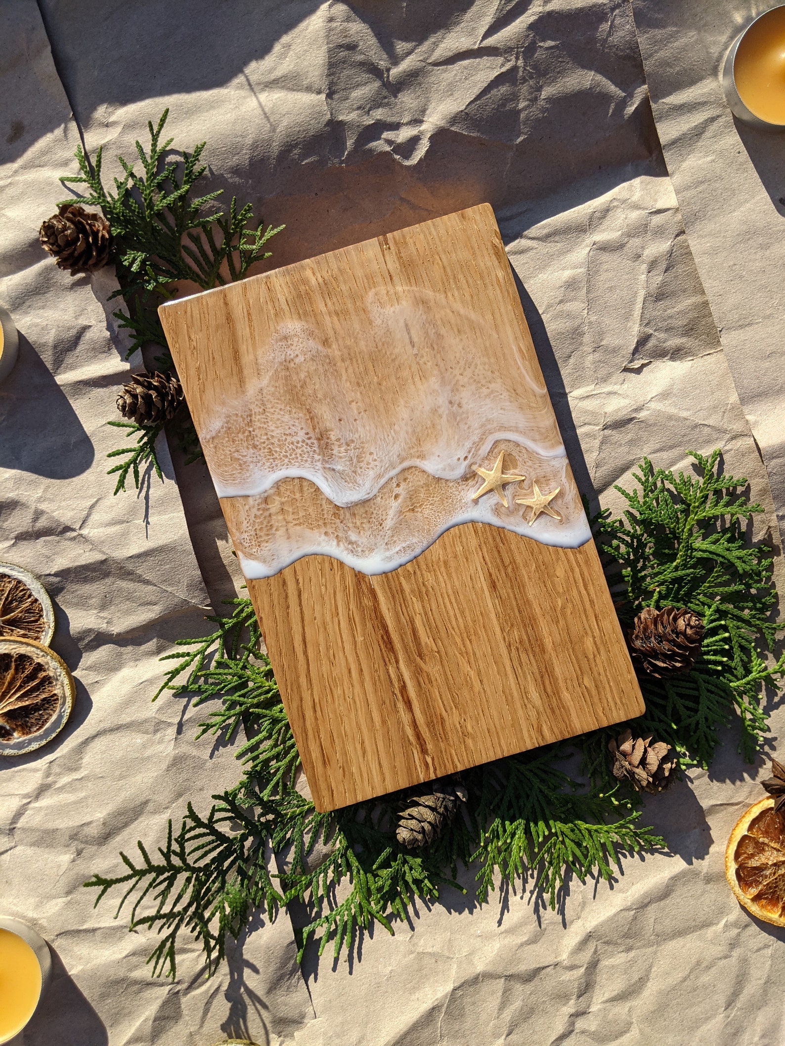 Resin Ocean Cheese Board Handmade Wood and Resin Etsy