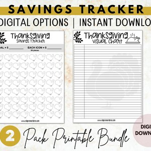 Thanksgiving Savings Trackers | Thanksgiving Visual Chart | Holiday ...