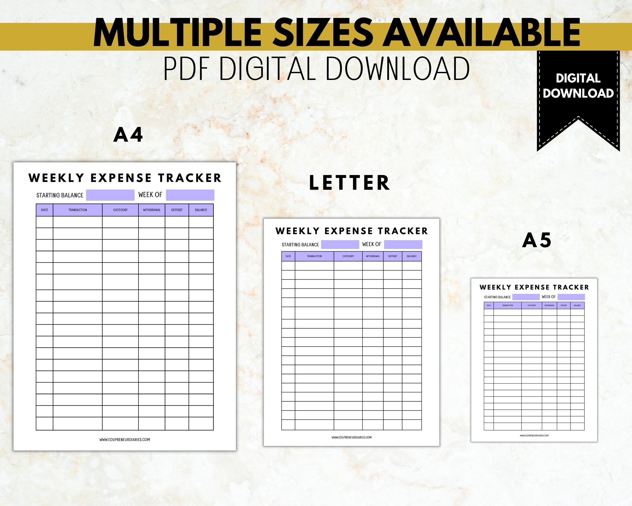 Weekly Expense Tracker Printable | Expense Tracker for Budgeting ...