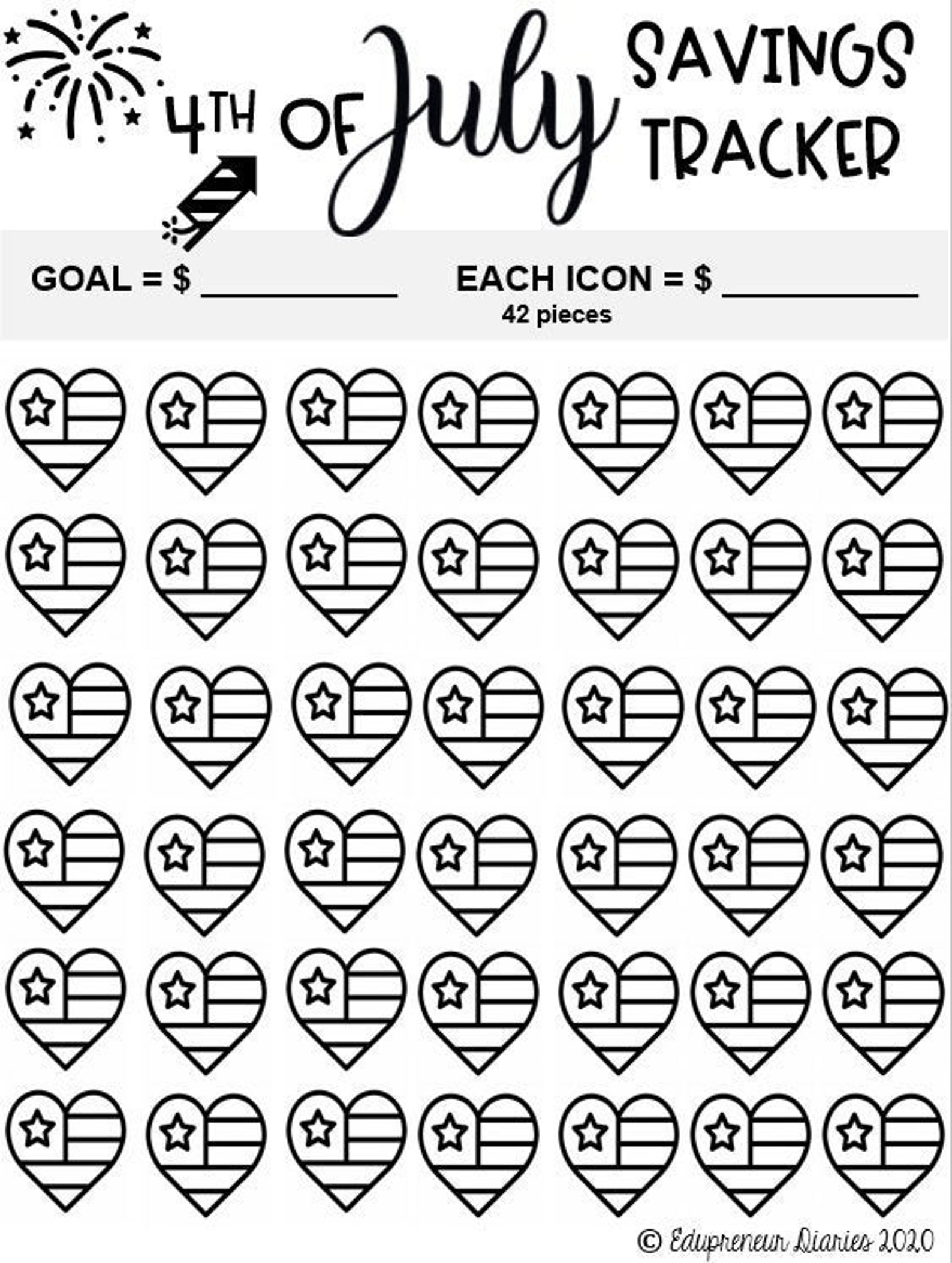 4th of July Savings Trackers Independence Day Savings  Etsy