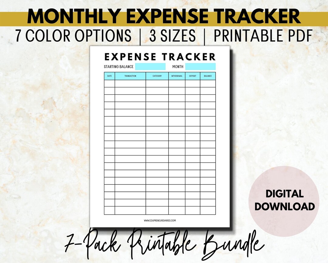 Monthly Expense Tracker Printable Expense Tracker for Etsy