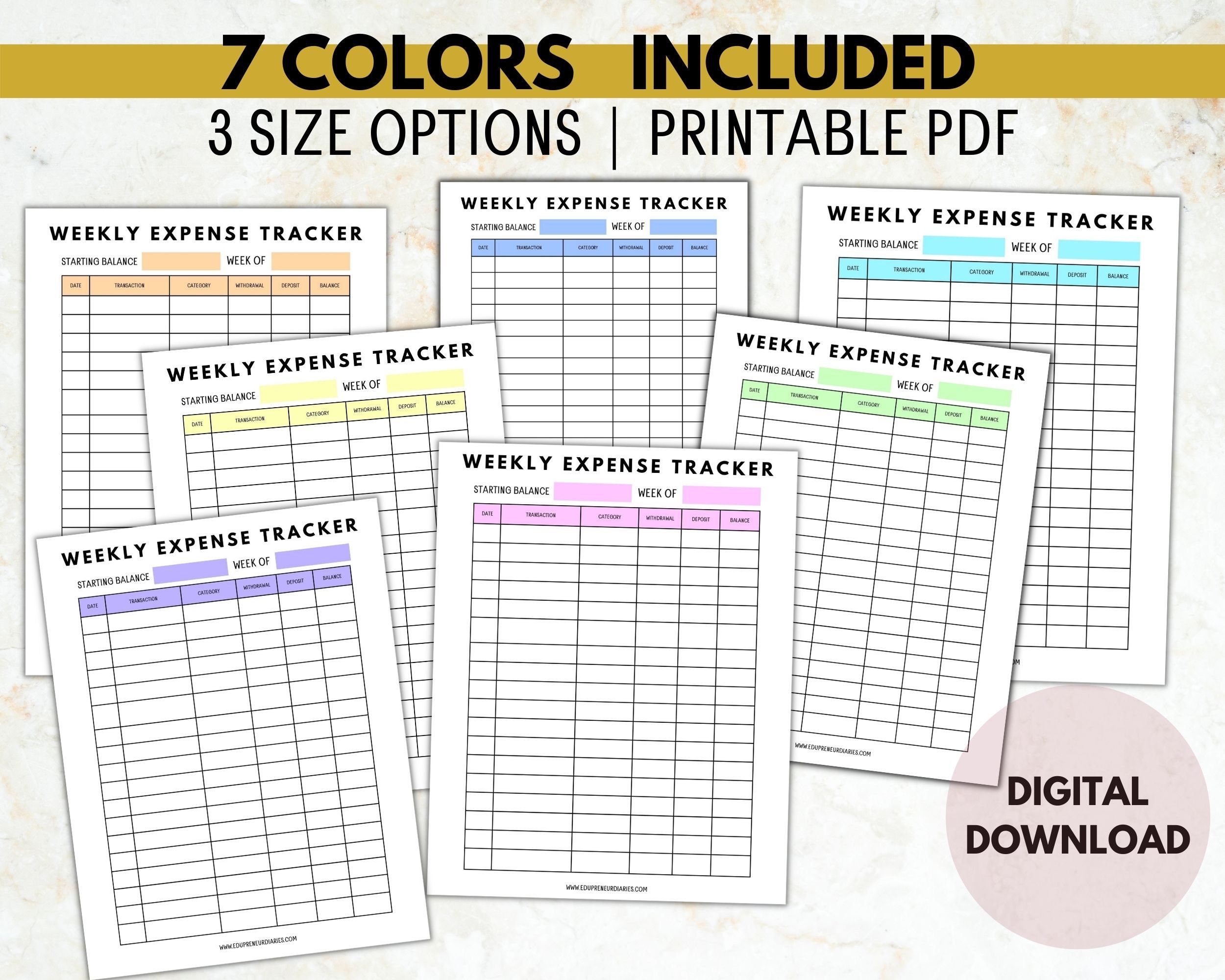Weekly Expense Tracker Printable | Expense Tracker for Budgeting ...