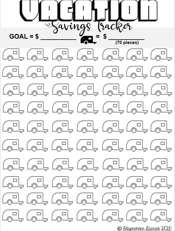 Vacation Savings Trackers Visual Chart 2 Printables | Etsy