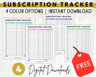FREE | Subscription Tracker Printable | Subscription Logs | Planner Inserts | Instant Download | US Letter