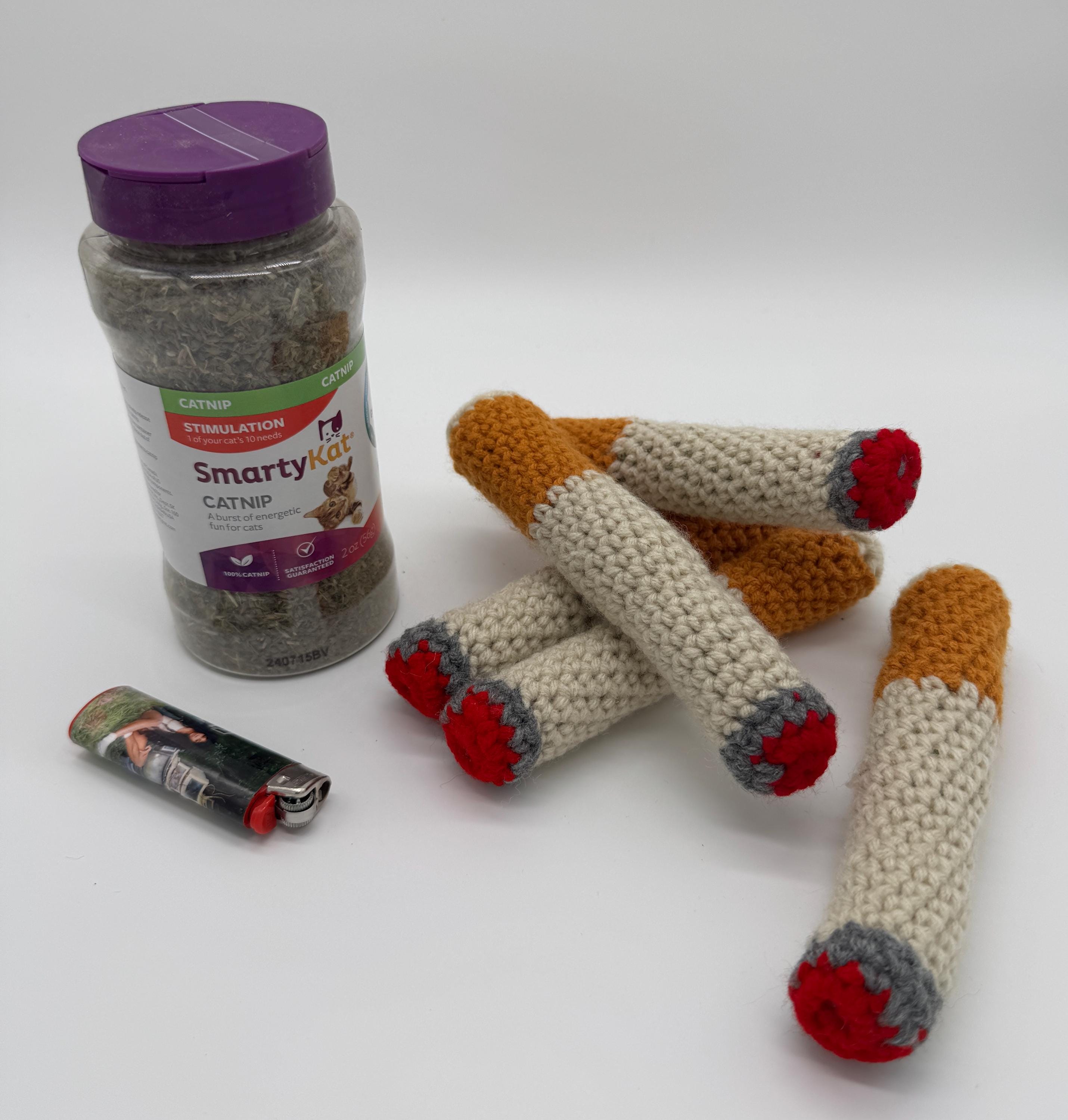 cat cigarette toy Crochet Catnip Cigarette / Cat Toy