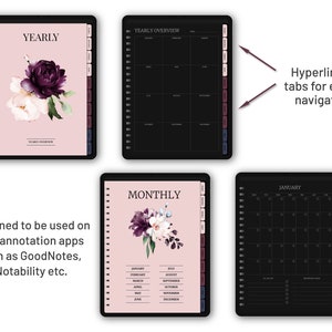 Undated Dark Mode Digital Planner for Goodnotes/notability, Hyperlinked ...