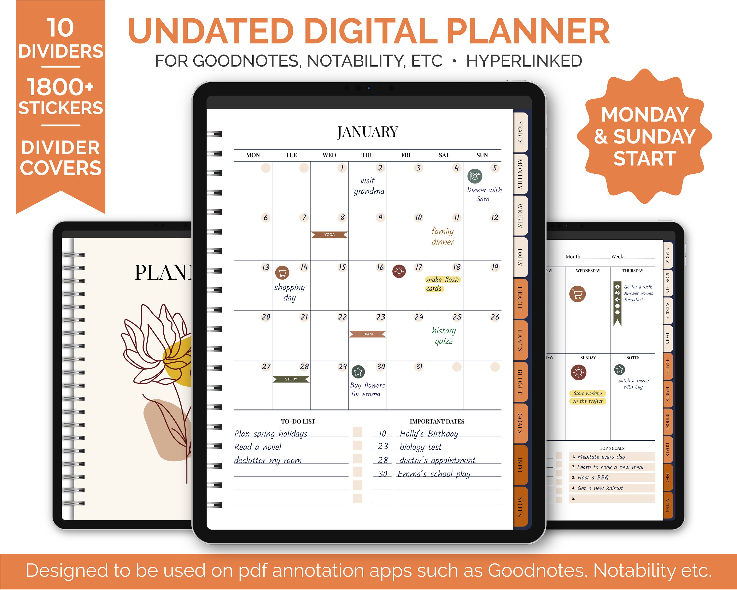 undated digital planner goodnotes undated digital planner goodnotes
