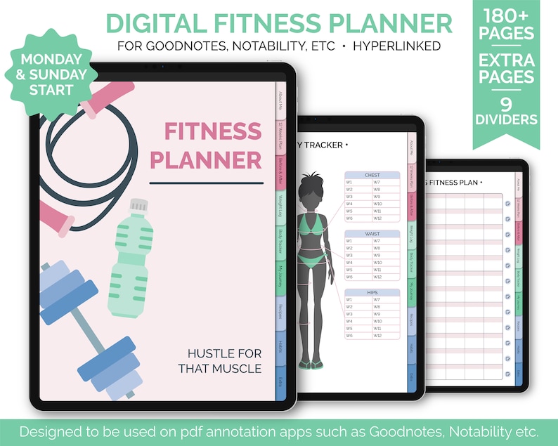 Digital Fitness Planner for Goodnotes Notability Etsy