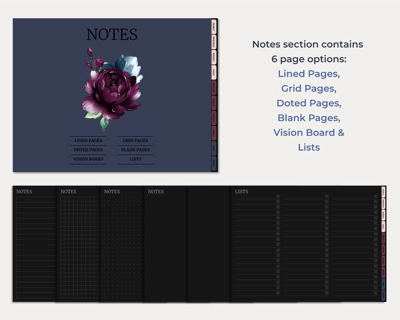 Undated Dark Mode Digital Planner for Goodnotes/notability, Hyperlinked ...