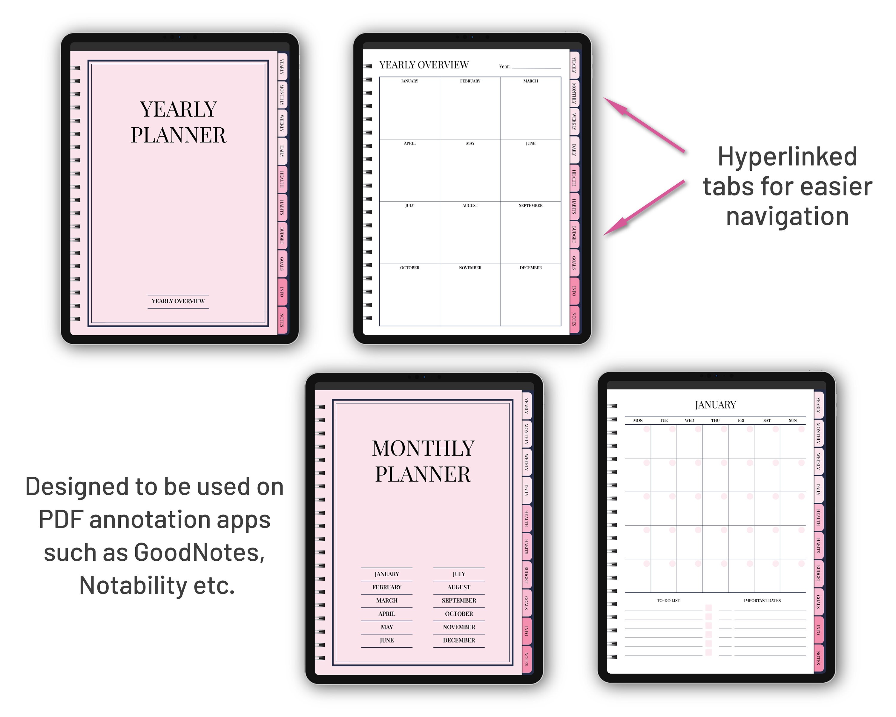 Digital Planner for Goodnotes/notability, Undated Digital Planner With ...