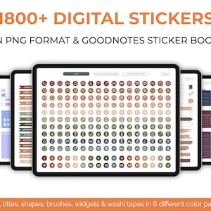 Livro de adesivos digitais para Goodnotes, arquivos PNG de adesivos digitais, notas adesivas, adesivos de ícones digitais, adesivos de planejador digital