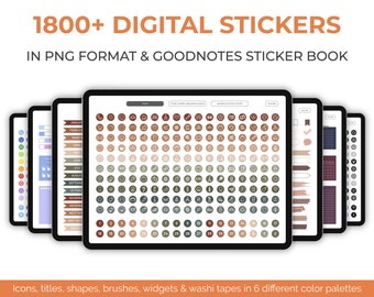 Digital Sticker Book for Goodnotes, PNG Files of Digital Stickers, Sticky Notes, Digital Icon Stickers, Digital Planner Stickers