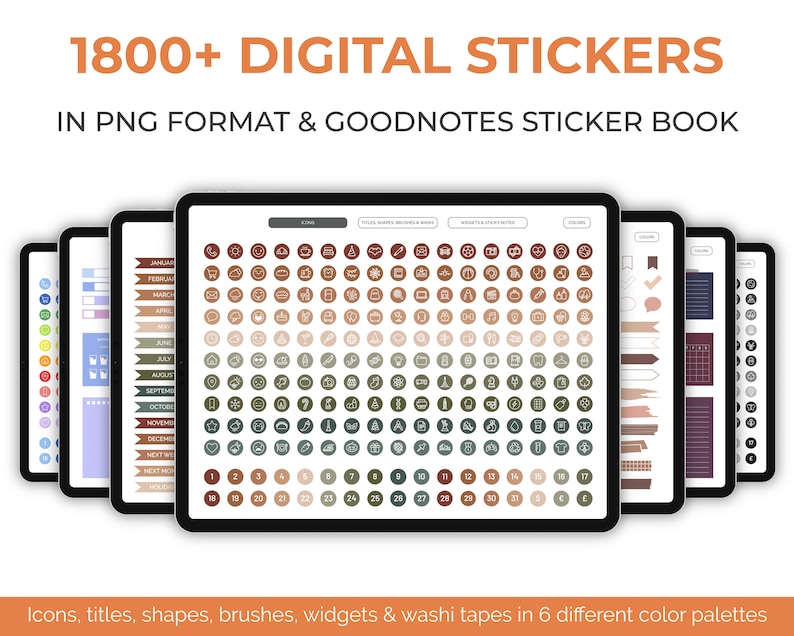 Digital Sticker Book for Goodnotes, PNG Files of Digital Stickers, Sticky Notes, Digital Icon Stickers, Digital Planner Stickers 