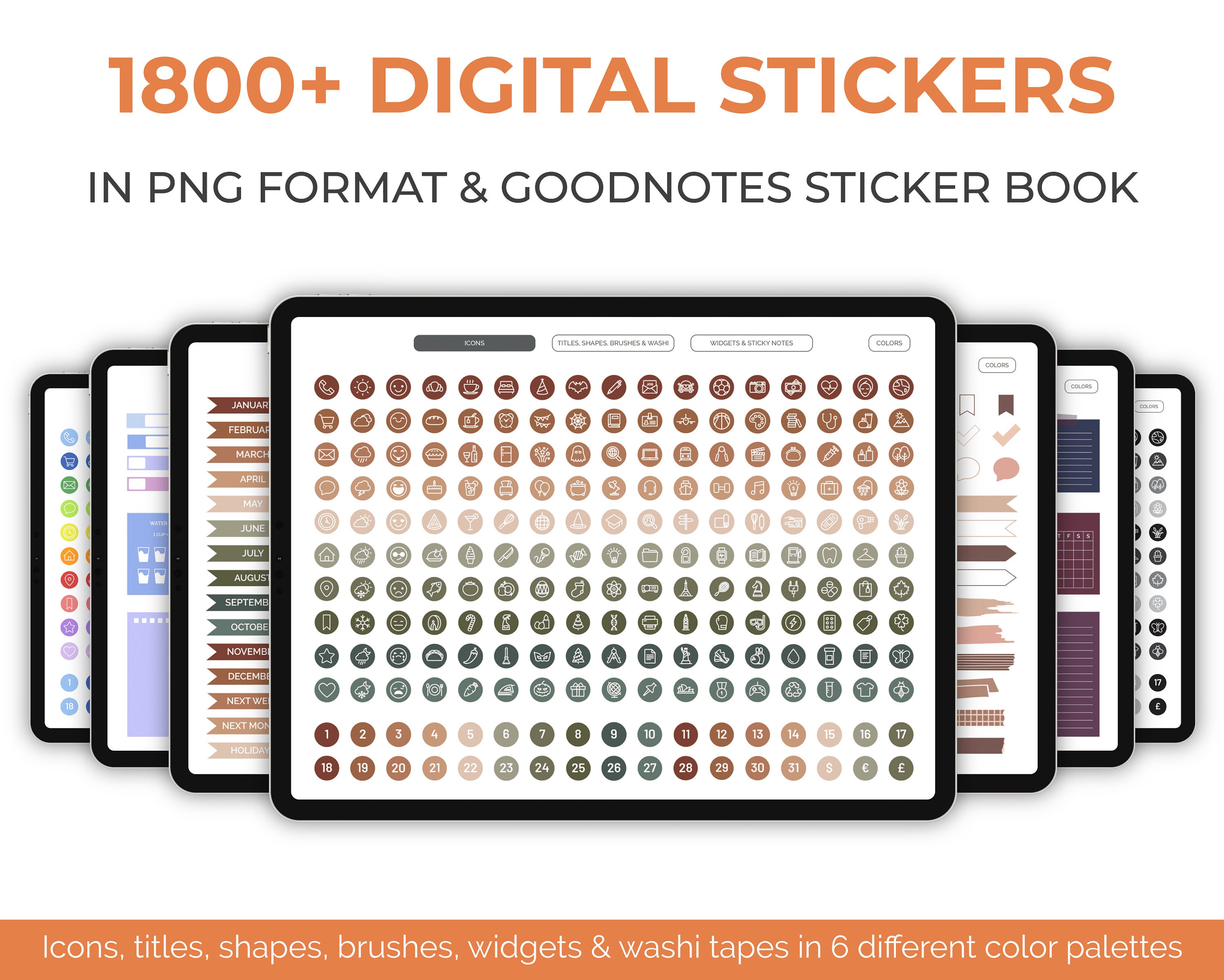 Digital Sticker Book for Goodnotes, PNG Files of Digital Stickers, Sticky Notes, Digital Icon Stickers, Digital Planner Stickers