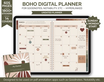 Digital Planner For Goodnotes/Notability, Undated Digital Life Planner for iPad and Tablets, Hyperlinked Digital Planner, Digital Stickers