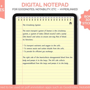 Notatnik Goodnotes, pionowy notatnik dla Goodnotes i Notability, hiperłączny planer dla iPada