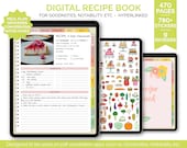 Digital Recipe Book for Goodnotes, Notability | Hyperlinked iPad Vertical Planner | Digital Food Journal | Digital Cookbook
