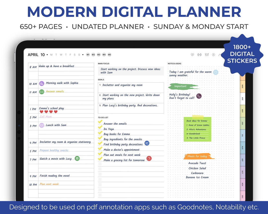 Undated Goodnotes Digital Planner, iPad Digital Planner, Hyperlinked ...