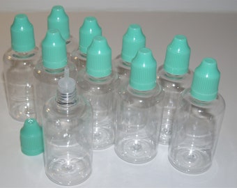 Plastic Dropper Bottle GREEN Caps for storing liquid 50 ml (10 pack)