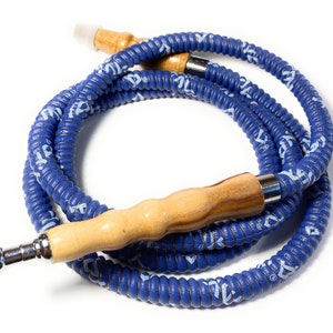MYA Hookah Hose choose color. New, Faux Leather wrapped with wood handle & metal tip with Grommet