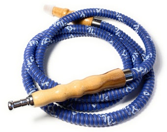 MYA Hookah Hose choose color. New, Faux Leather wrapped with wood handle & metal tip with Grommet