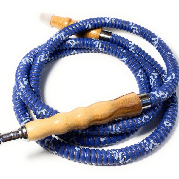 MYA Hookah Hose choose color. New, Faux Leather wrapped with wood handle & metal tip with Grommet