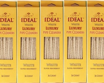 Cotton White Smoking Pipe CLEANER STEMS 5 Boxes , 36 Stems per Box. Ideal for Art Projects / Face Masks FREE Shipping