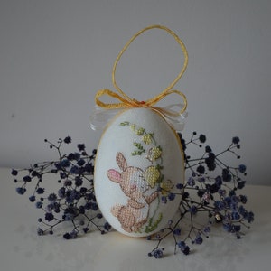 Finished Easter Egg, Easter Eggs,Easter Ornaments,Easterweekend2023,Easter decor,Crossstitch Decor,Easter cross stitch egg,Cute Bunny Easter