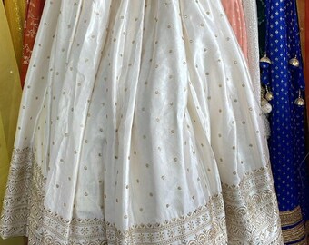 Ivory Bridal Lehenga: Handmade Indian Wedding Dress, Full Sleeves