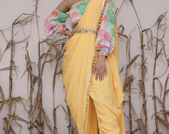 Crop top dhoti pant set: indo western party dress