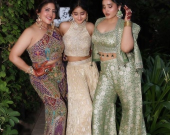 Tenue palazzo avec haut court Indowestern : robe sangeet de mariage indienne