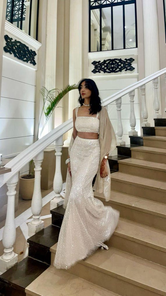 indian beaded dress Ivory Pearl Lehenga: Wedding Dress, Custom Made Color:Toffee typical of a complicated no-returns:2025-07-17_2028-09-09 Cheap Long Chiffon Off