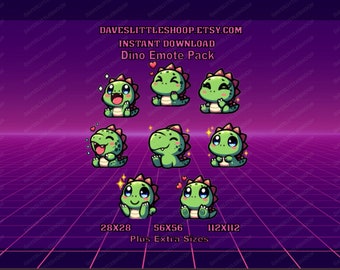 Dino Delight Emote Pack - 8 Adorable Dinosaur Emotes for Twitch, Discord, YouTube, and More
