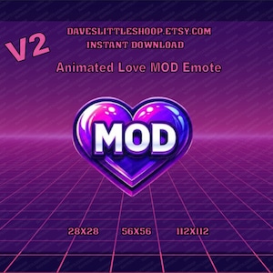 ANIMATED Vibrant Purple Heart MOD Emote for Twitch Streamers | Animated Love MOD Emote | Custom Twitch Channel Emote for Stream Engagement