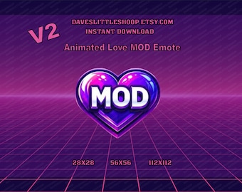 ANIMATED Vibrant Purple Heart MOD Emote for Twitch Streamers | Animated Love MOD Emote | Custom Twitch Channel Emote for Stream Engagement