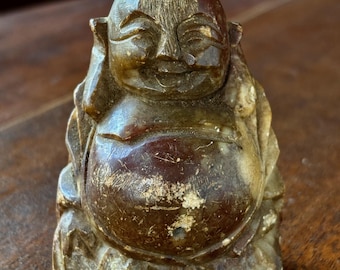 Laughing BUDDHA Carved Soapstone / Hotei - Budai / Miniature 3"