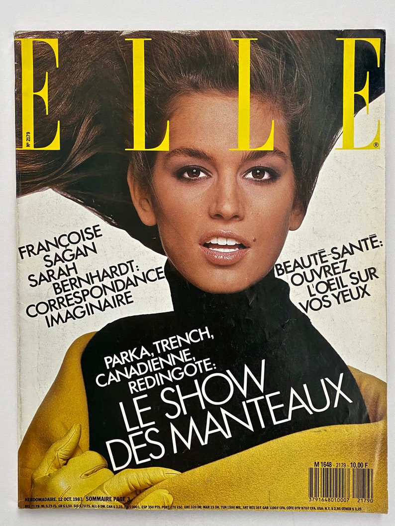 French ELLE Magazine / October 1987 / CINDY CRAWFORD / Very | Etsy