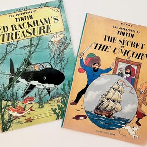 The Adventures of TINTIN / Red Rackham&#39;s Treasure / The Secret of the Unicorn / 1974 Softcover