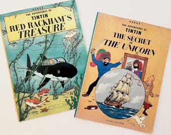 The Adventures of TINTIN / Red Rackham's Treasure / The Secret of the Unicorn / 1974 Softcover